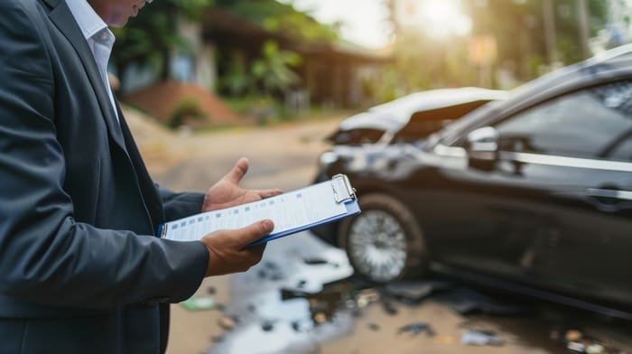 car accident attorney at car accident scene