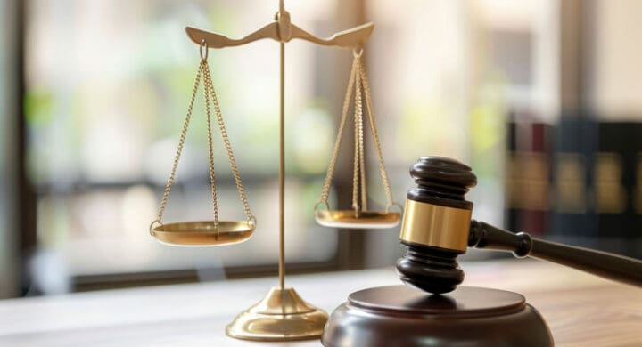 Concepts of law, Judge gavel with scales of justice