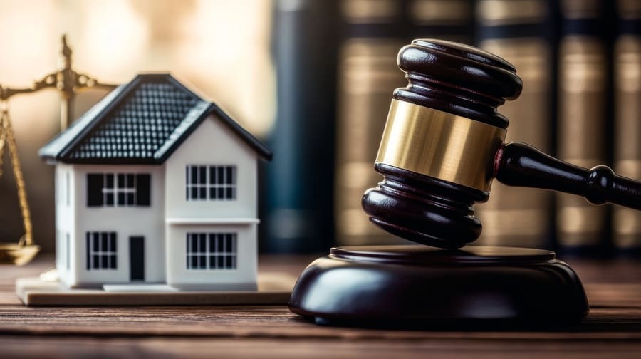 house miniature on homeowners insurance attorneys table