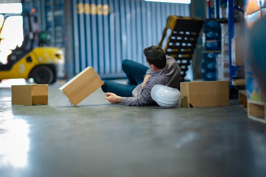 worker sliped on floor